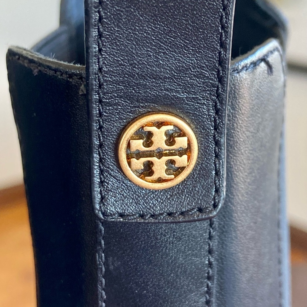 TORY BURCH REVOLVE Black Mid-Calf Leather Boots - Picture 9 of 15